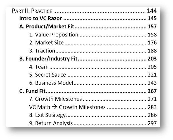 VC Strategy Table of Contents Part II